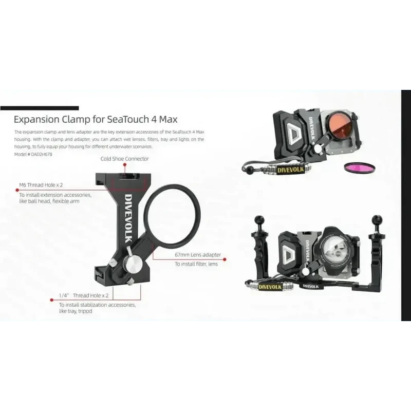 DiveVolk Expansion Clamp mit 67mm Lens Adapter