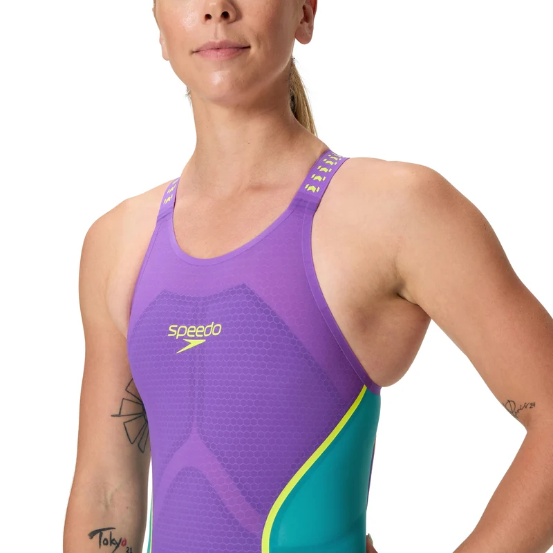 Speedo Fastskin LZR Pure Intent 2.0 Openback Women's Kneeskin - Galaxy Grape/Mayan Blue