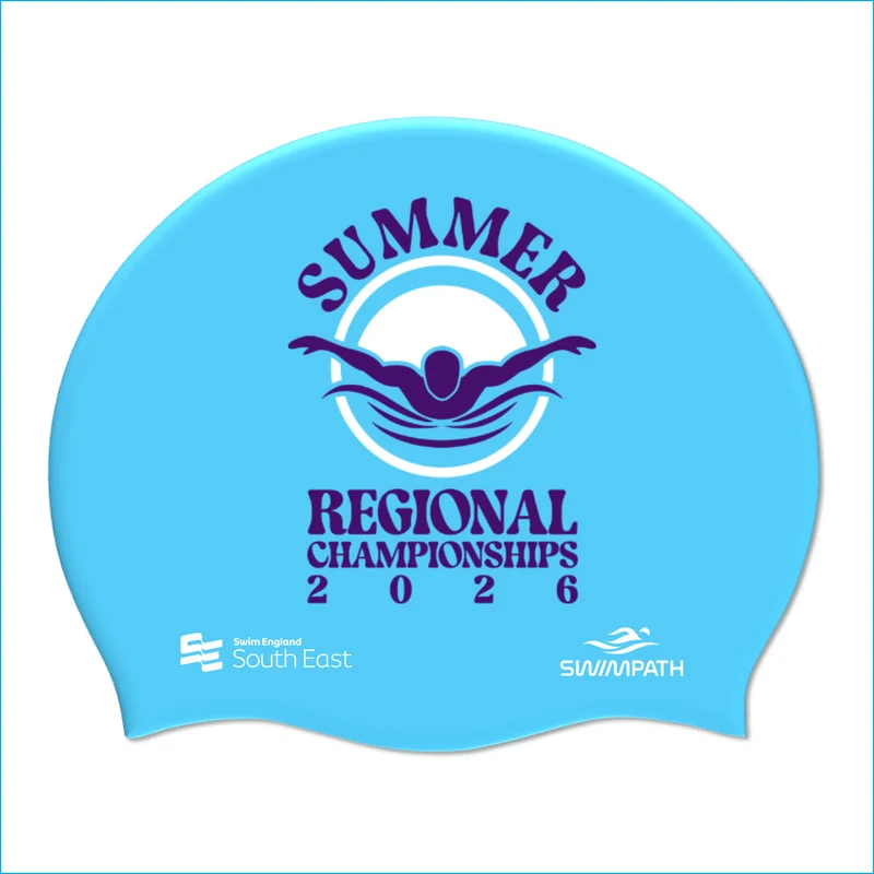 Swim England South East Summer Regional Championships 2026 Silicone Suede Swimming Cap - Sky Blue