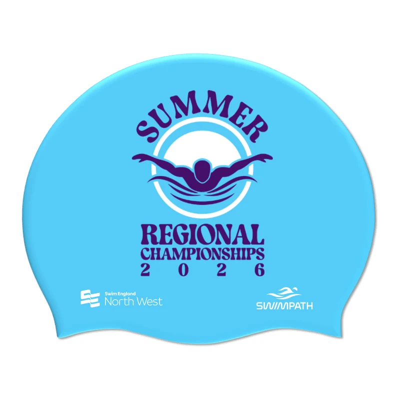 Swim England North West Summer Regional Championships 2026 Silicone Suede Swimming Cap - Sky Blue