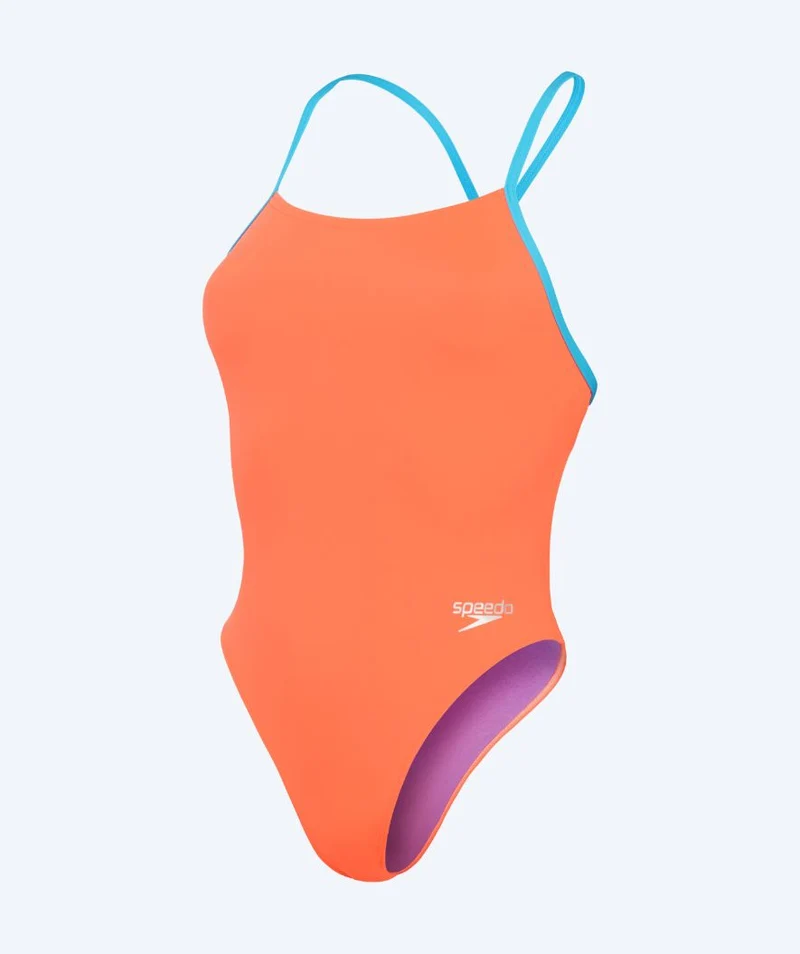 Speedo Badeanzug für Damen - Solid Tie Back - Orange/Blau