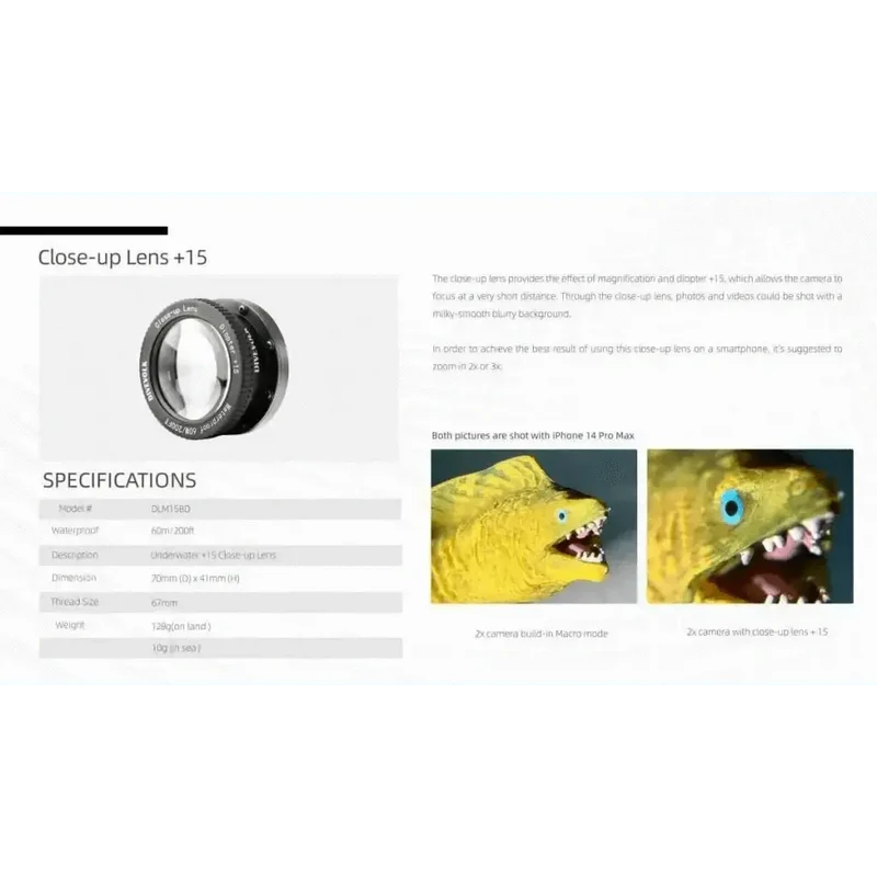 Divevolk Macro Lens +8 mit 67mm Gewinde