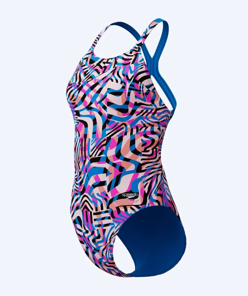 Speedo Badeanzug für Damen - Printed Powerback - Rosa/Blau