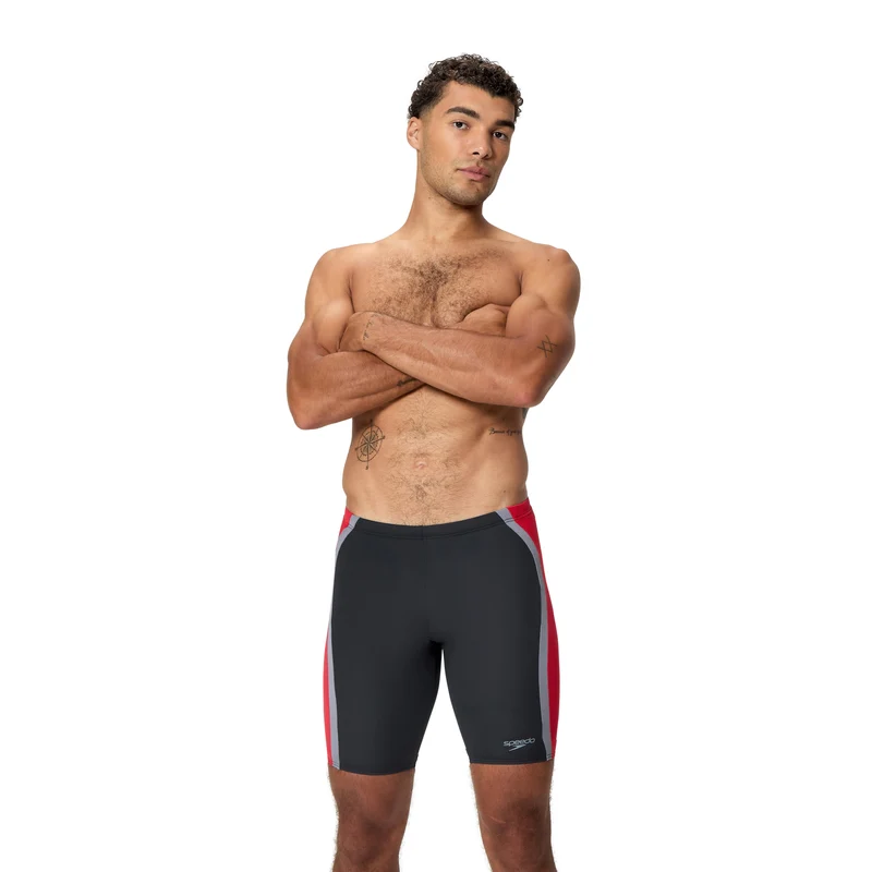 Speedo Solid Splice Men's Jammer - Black/Red