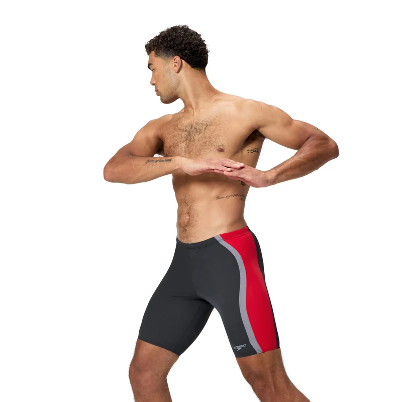 Speedo Solid Splice Men's Jammer - Black/Red