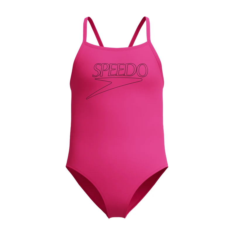 Speedo Girls Endurance+ Logo Thinstrap Swimsuit - Pink