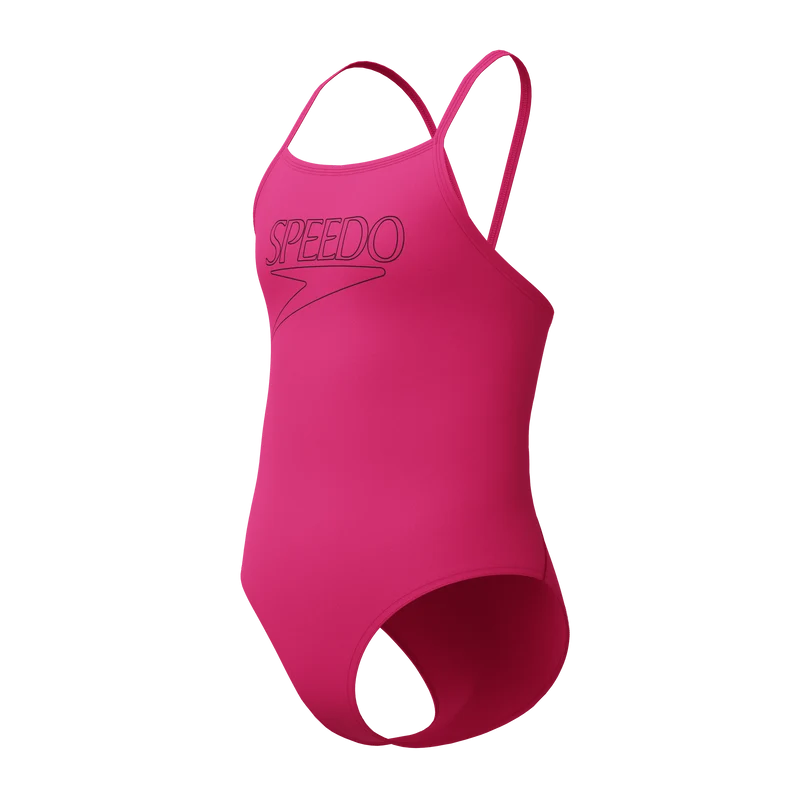 Speedo Girls Endurance+ Logo Thinstrap Swimsuit - Pink