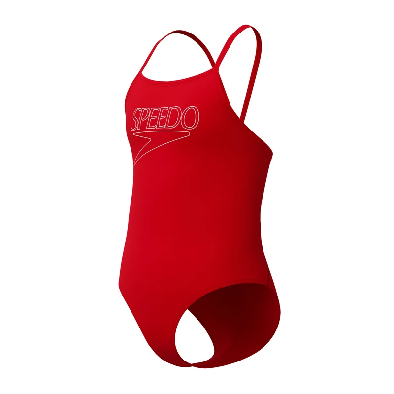Speedo Girls Endurance+ Logo Thinstrap Swimsuit - Red