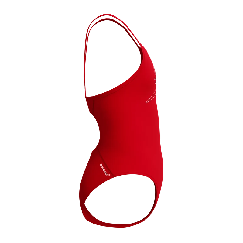 Speedo Girls Endurance+ Logo Thinstrap Swimsuit - Red