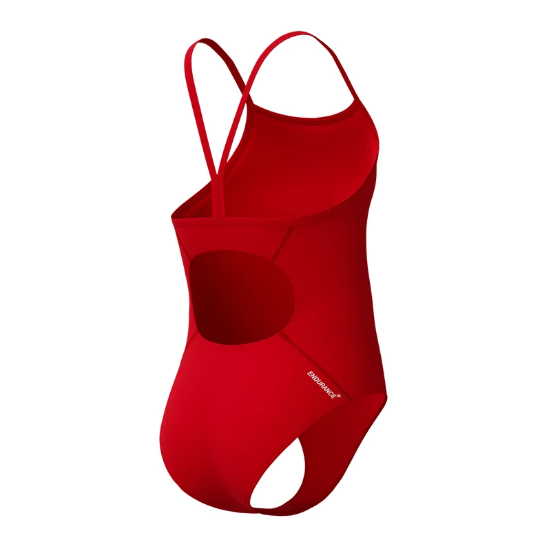 Speedo Girls Endurance+ Logo Thinstrap Swimsuit - Red