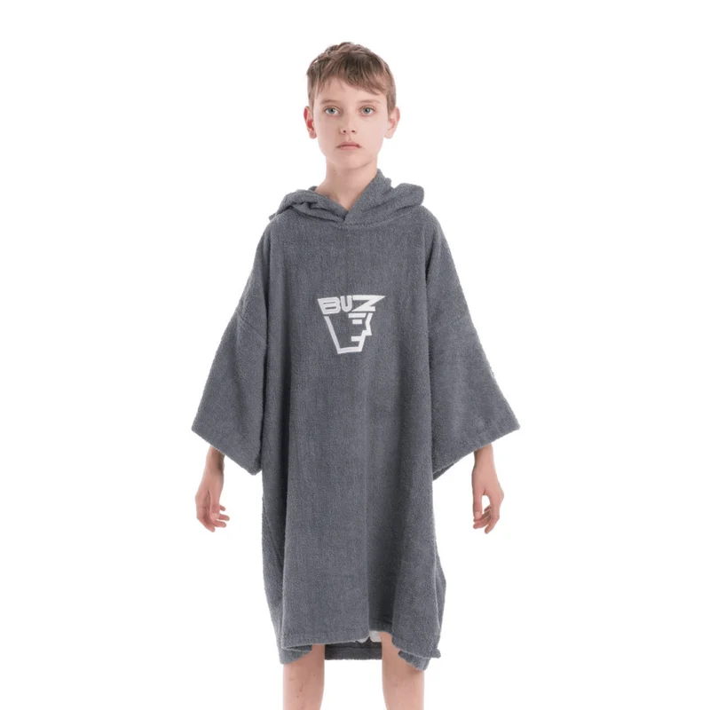 Buz Junior Unisex Hooded Changing Robe - Rock Grey