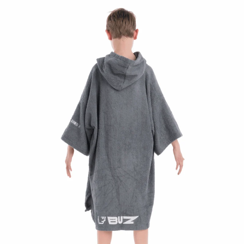 Buz Junior Unisex Hooded Changing Robe - Rock Grey