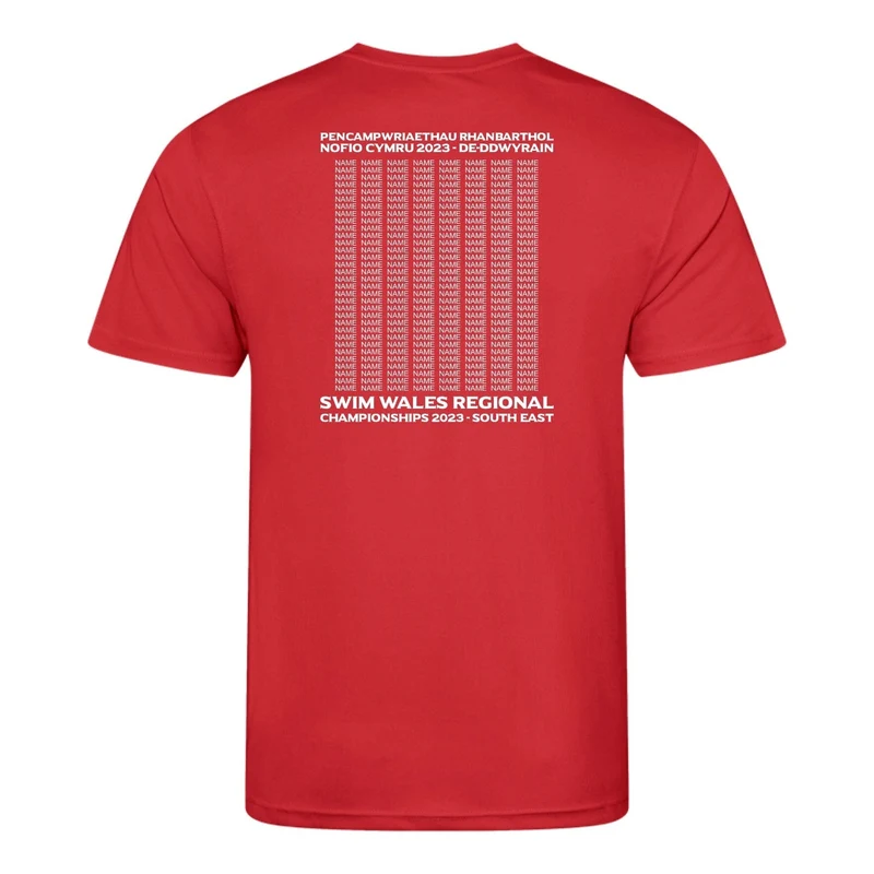 Swim Wales South East Region Regional Championships 2023 T-Shirt - Red