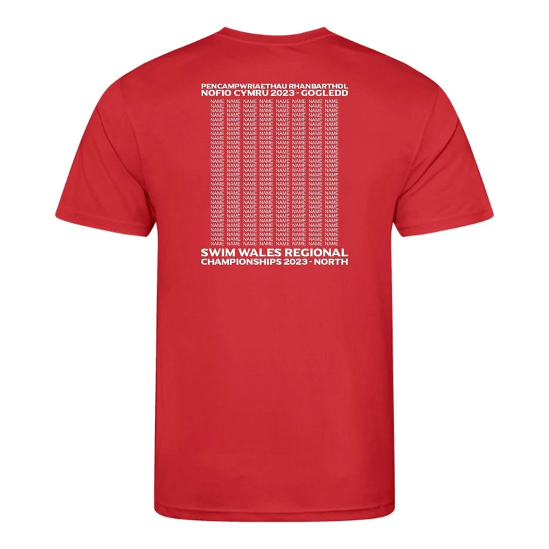 Swim Wales North Region Regional Championships 2023 T-Shirt - Red