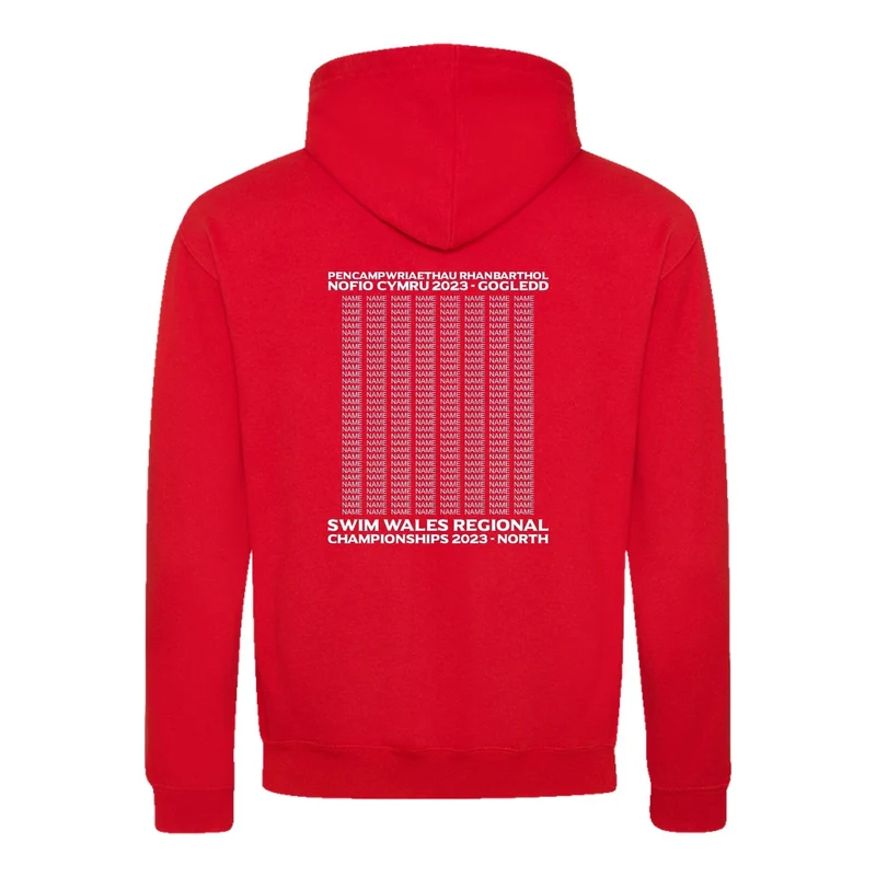 Swim Wales North Region Regional Championships 2023 Hoodie - Red / Black