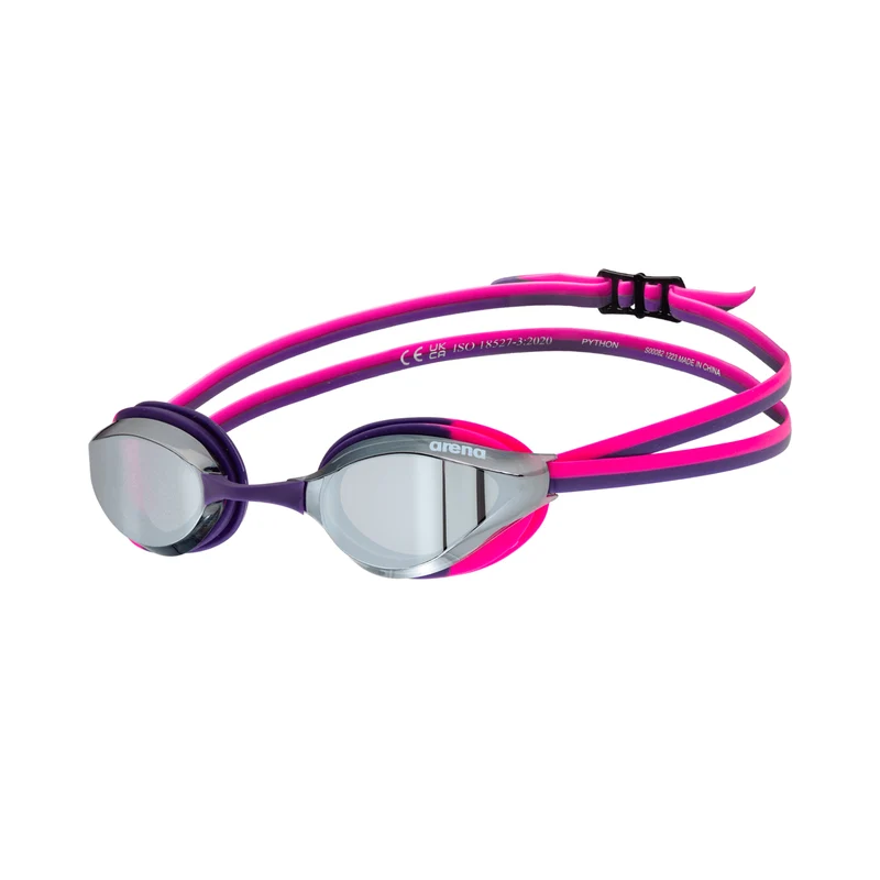 Arena Python Junior Mirror Goggles - Silver/Pink Lime