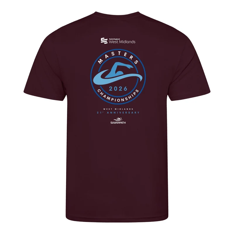 Swim England West Midlands Masters Championships 2026 T-Shirt - Burgundy