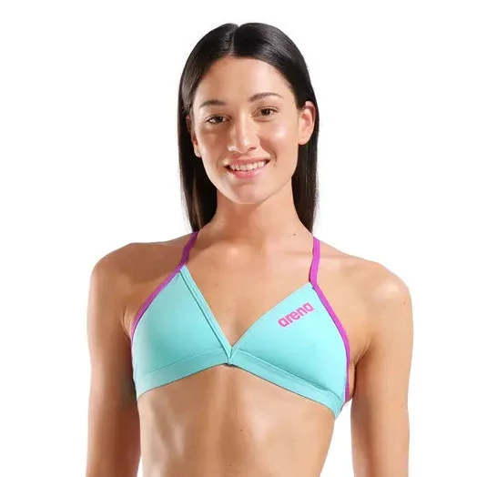 Arena Team Swim Top Solid Tie Back - Water/Very Fuchsia
