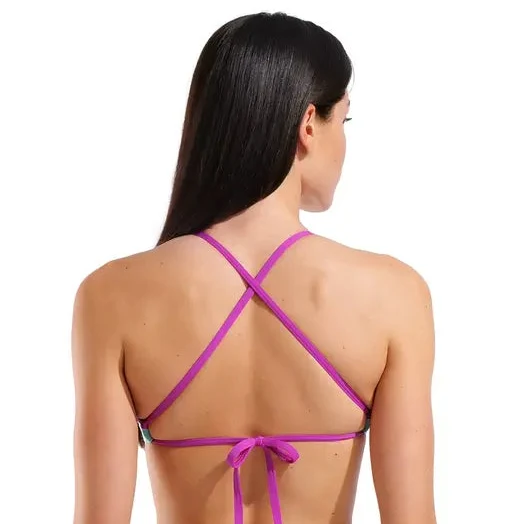 Arena Team Swim Top Solid Tie Back - Water/Very Fuchsia