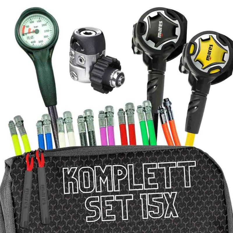 Mares Dual 15X mit Dual Oktopus - Atemregler Komplettset, verschiedene Farben, fertig montiert