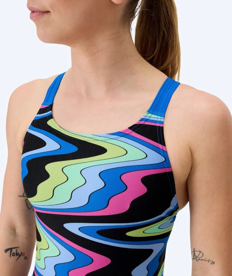 Speedo Badeanzug für Damen - Printed Leaderback - Schwarz/Blau