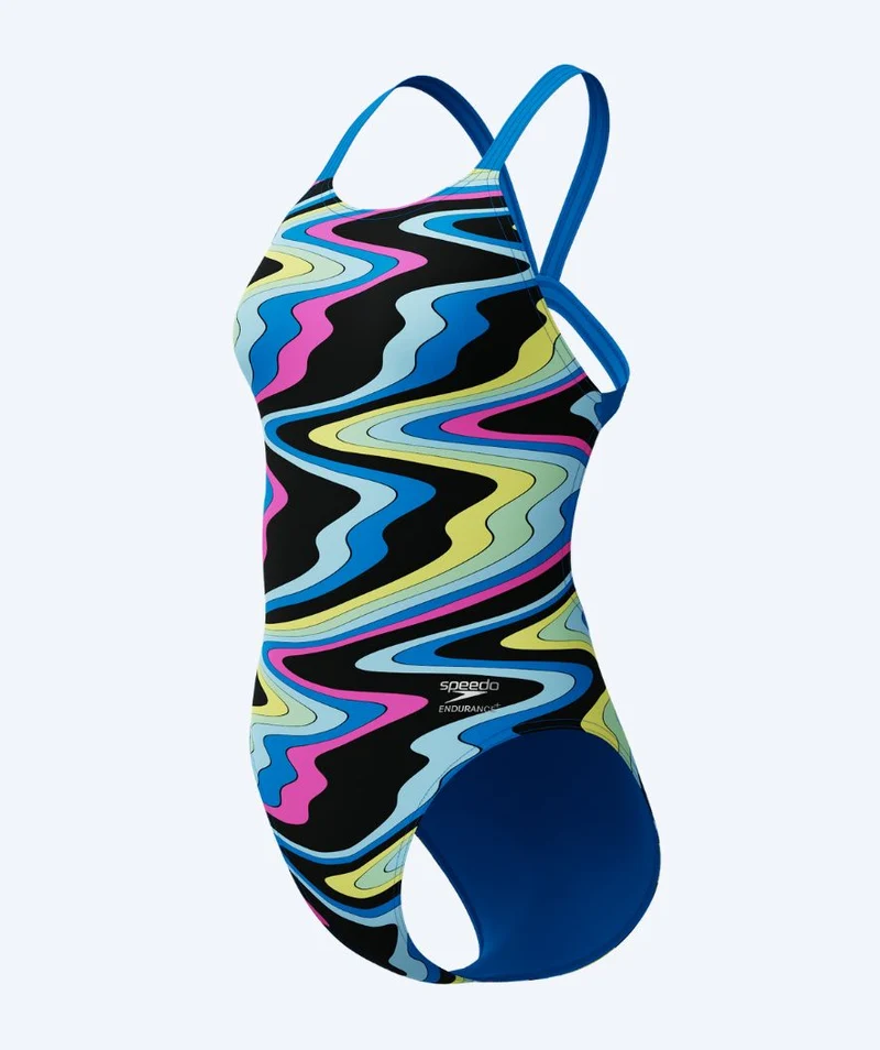 Speedo Badeanzug für Damen - Printed Leaderback - Schwarz/Blau