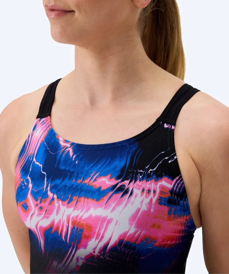 Speedo Badeanzug für Damen - Printed Leaderback - Schwarz/Rosa