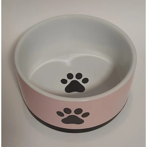 Keramik Napf "PAW" rosa-weiß 1,1l Freßnapf, Trinknapf