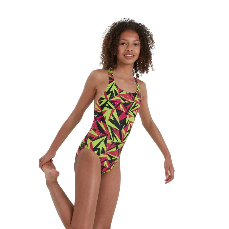Speedo Girls Hyperboom Medalist Swimsuit - Pink/Green