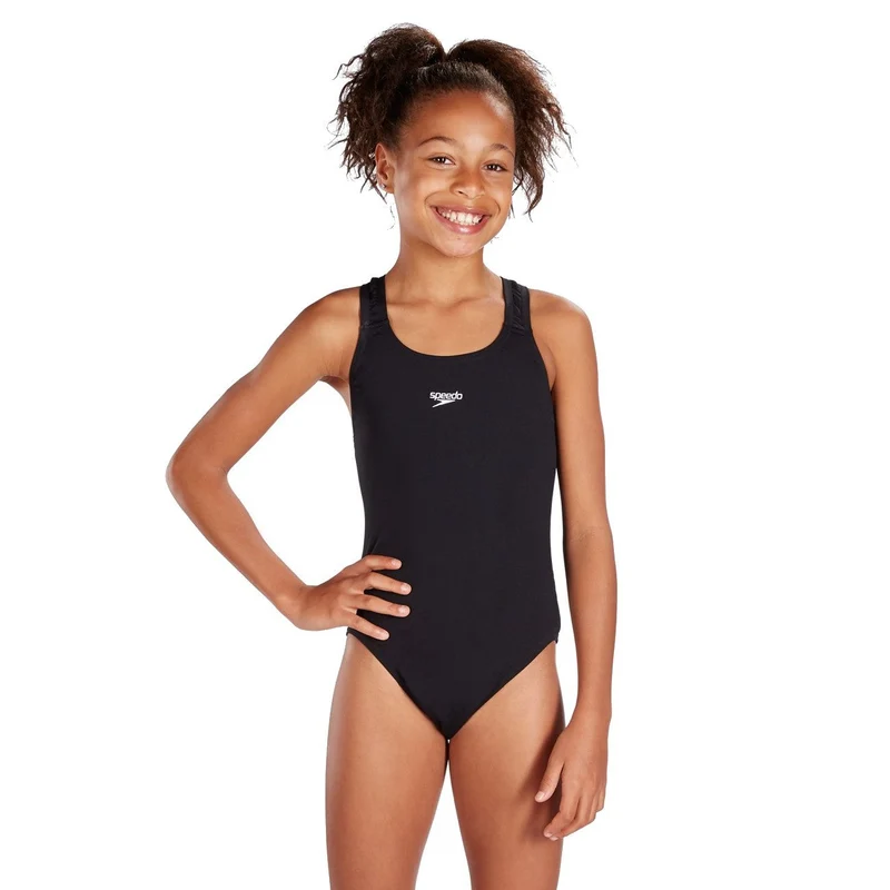 Speedo Junior Medalist One Piece Girls Swimsuit - Black