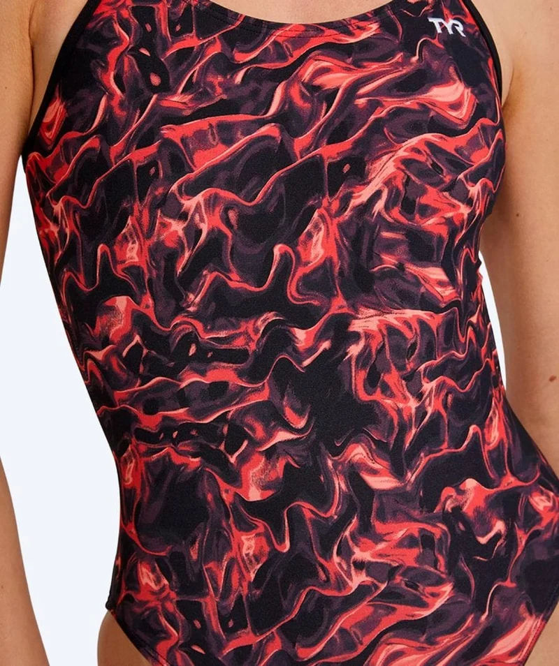 TYR Badeanzug für Damen - Durafast Energia Cutoutfit - Rot/Schwarz