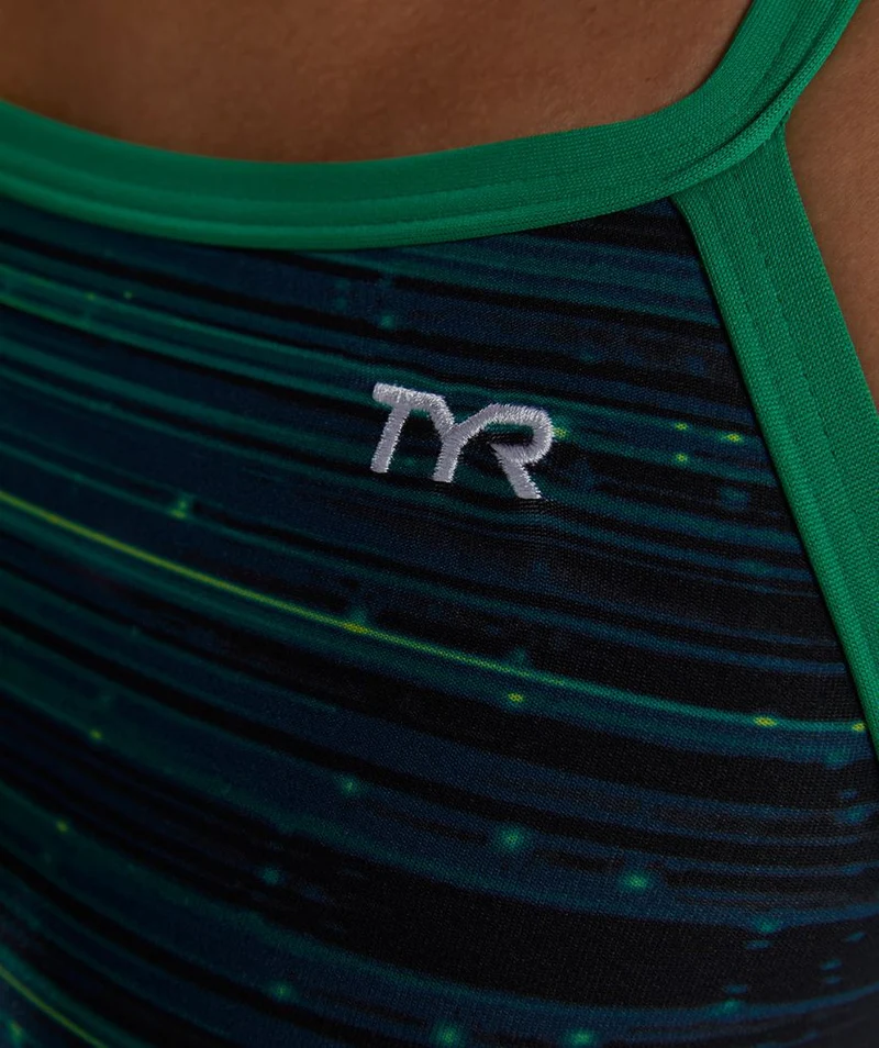 TYR Badeanzug für Damen - Durafast Elite Speedwarp - Grün/Blau