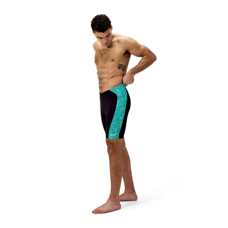 Speedo Men's Hyperboom Panel Jammer - Black/Turquoise