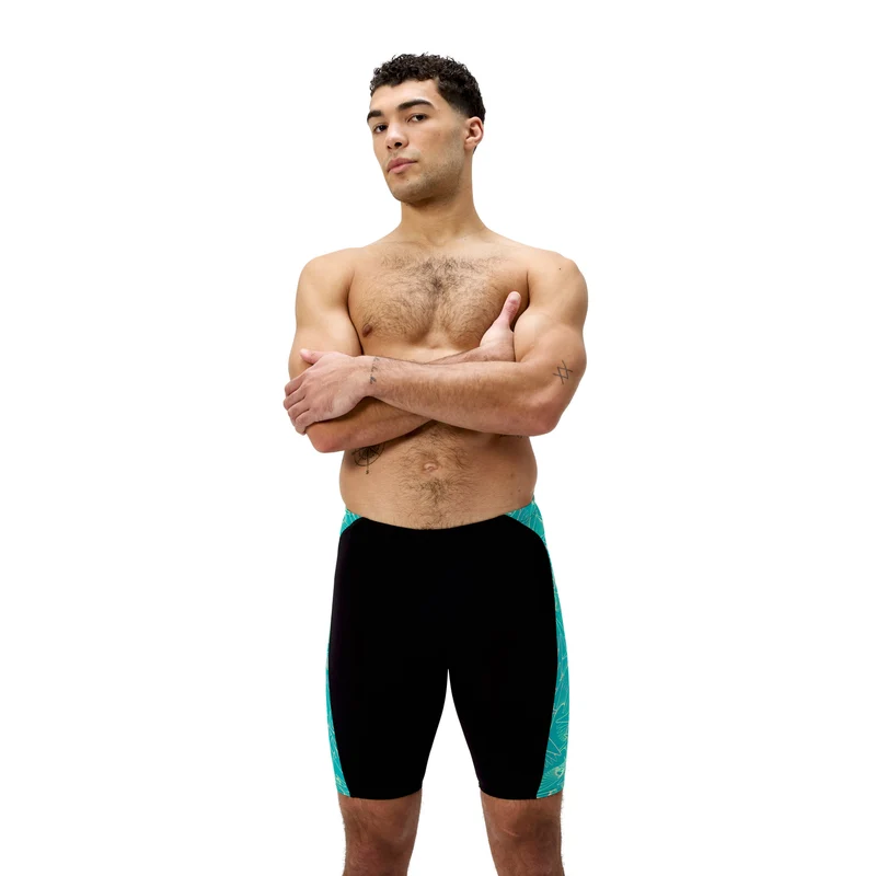 Speedo Men's Hyperboom Panel Jammer - Black/Turquoise