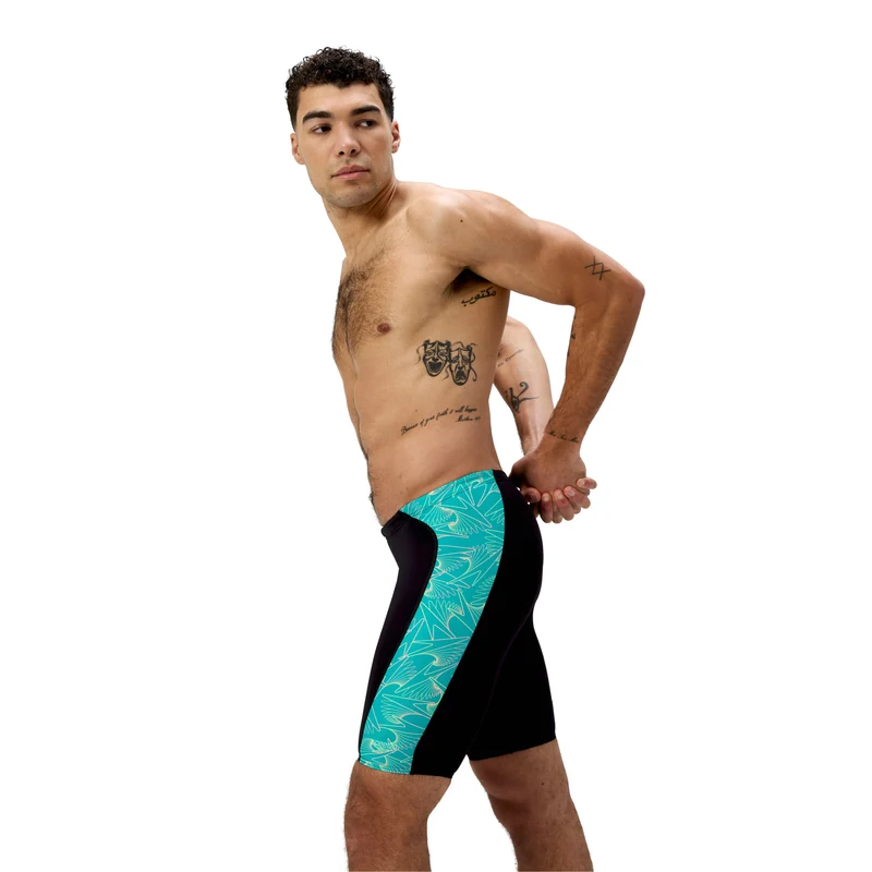 Speedo Men's Hyperboom Panel Jammer - Black/Turquoise