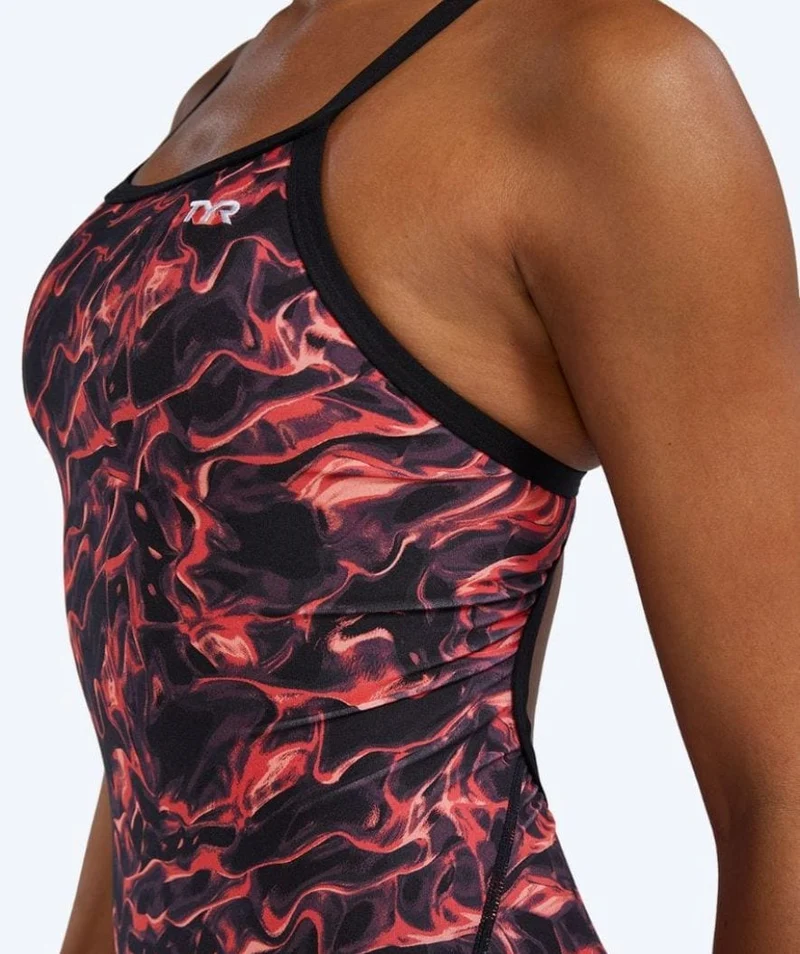 TYR Badeanzug für Damen - Durafast Energia Diamondfit - Rot/Schwarz