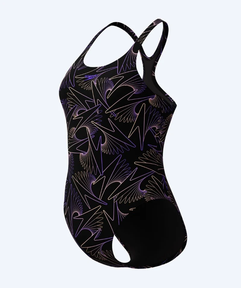 Speedo Badeanzug für Damen - Hyperboom Allover Medalist - Schwarz/Lila