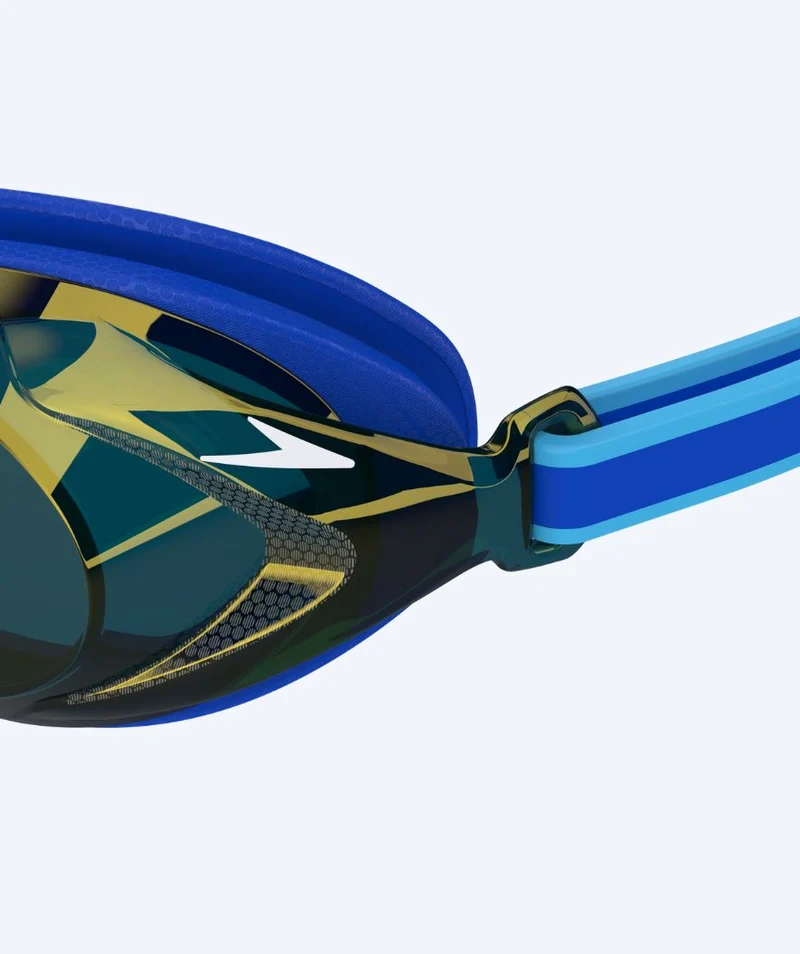 Speedo Wettkampf Schwimmbrille für Kinder (6-14) - Vanquisher 3.0 Mirrored - Blau/Gold