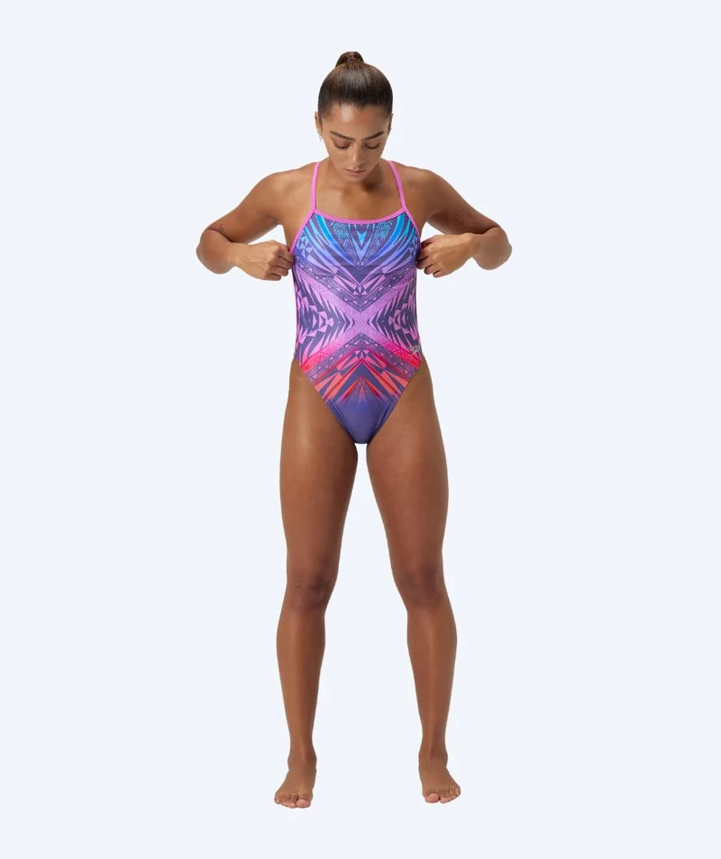 Speedo Badeanzug für Damen - Placement Digital V-Back - Lila/Rot