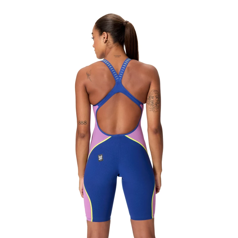 Speedo Fastskin LZR Pure Intent 2.0 Openback Women's Kneeskin - Noble Navy/Jelly/Hyper Yellow