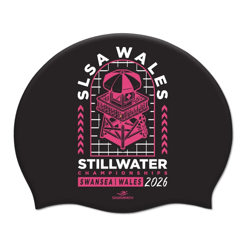 SLSA Wales Stillwater Championships 2026 Silicone Suede Swimming Cap - Black
