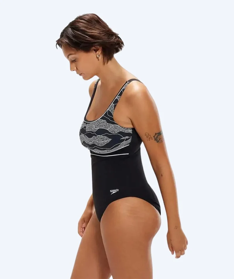 Speedo Badeanzug für Damen - Contour Eclipse - Schwarz/Weiß