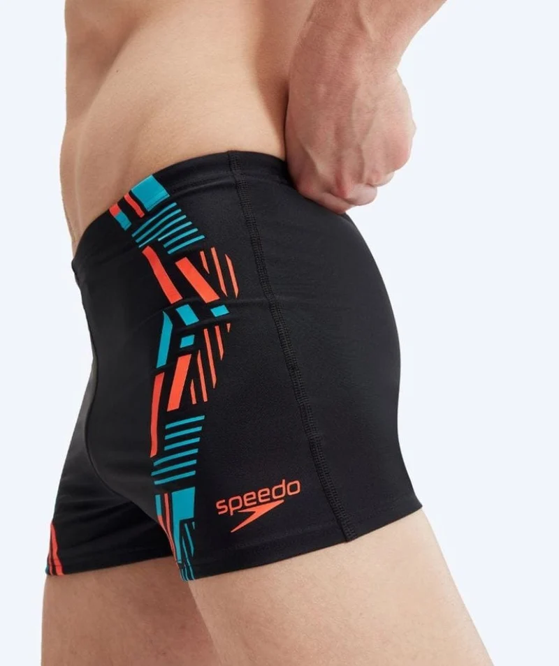 Speedo Aquashorts für Herren - Tech Print - Schwarz/Orange