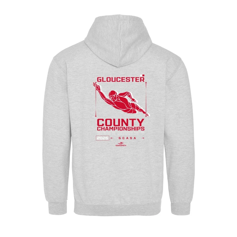 Gloucester County ASA County Championships 2026 Hoodie - Heather Grey / Fire Red