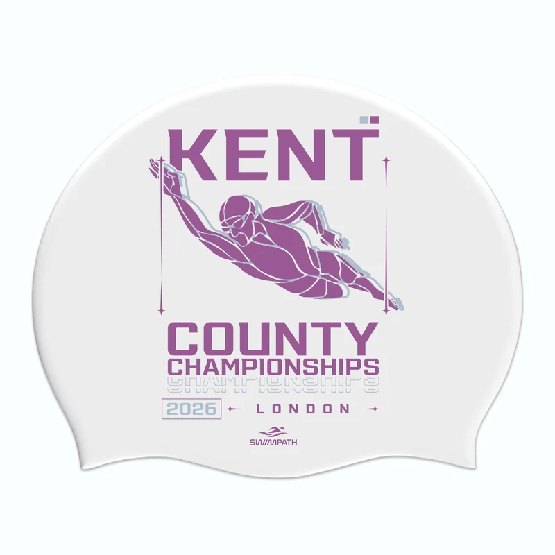 Kent County ASA County Championships 2026 Silicone Suede Swimming Cap - White