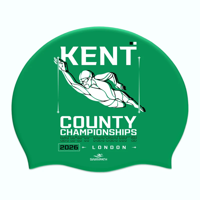 Kent County ASA County Championships 2026 Silicone Suede Swimming Cap - Kelly Green