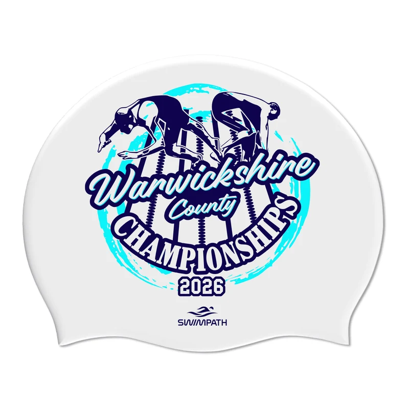 Warwickshire ASA County Championships 2026 Silicone Suede Swimming Cap - White