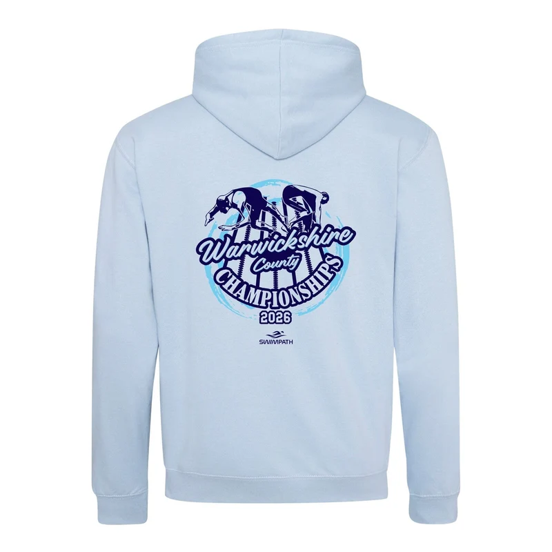 Warwickshire ASA County Championships 2026 Hoodie - Sky Blue / Arctic White