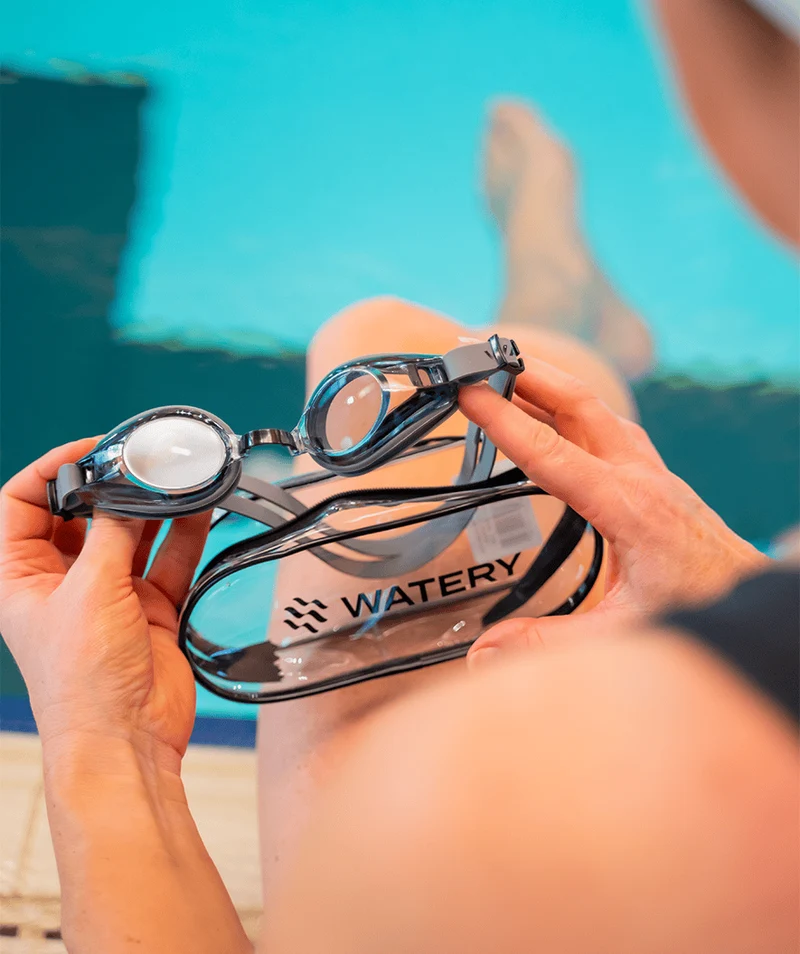 Watery Schwimmbrillen mit Sehstärke für Weitsichtige Erwachsene - (+2.0) – (+4.5) - Ridley - Blau