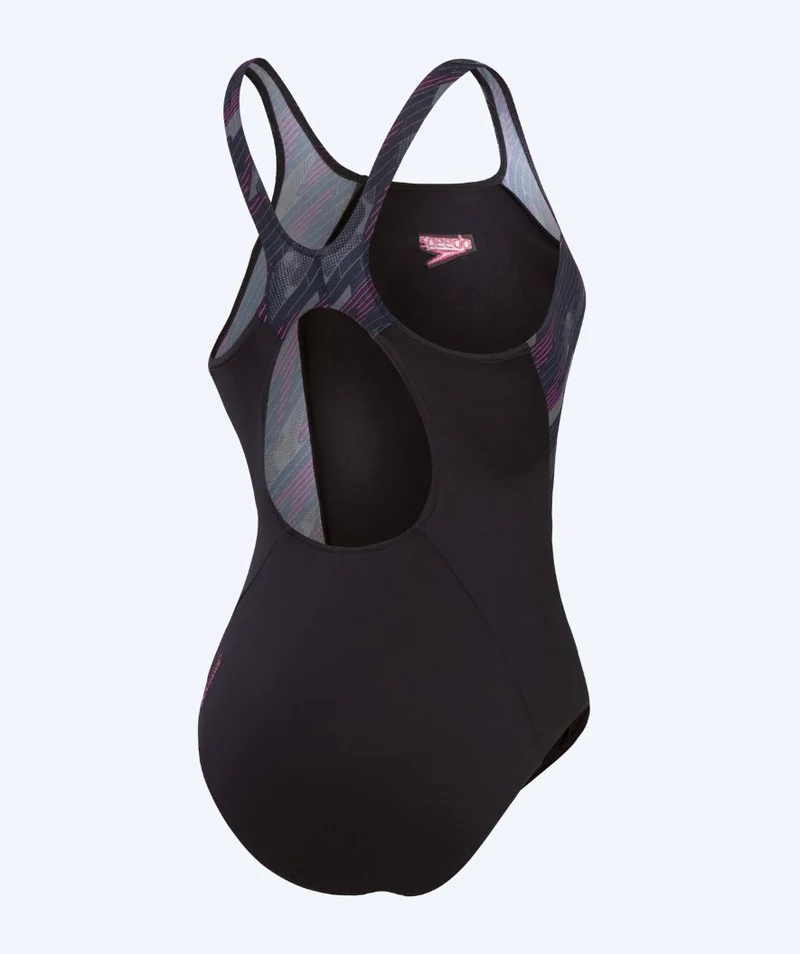 Speedo Badeanzug für Damen - Hyperboom Splice Muscleback - Schwarz/Grau
